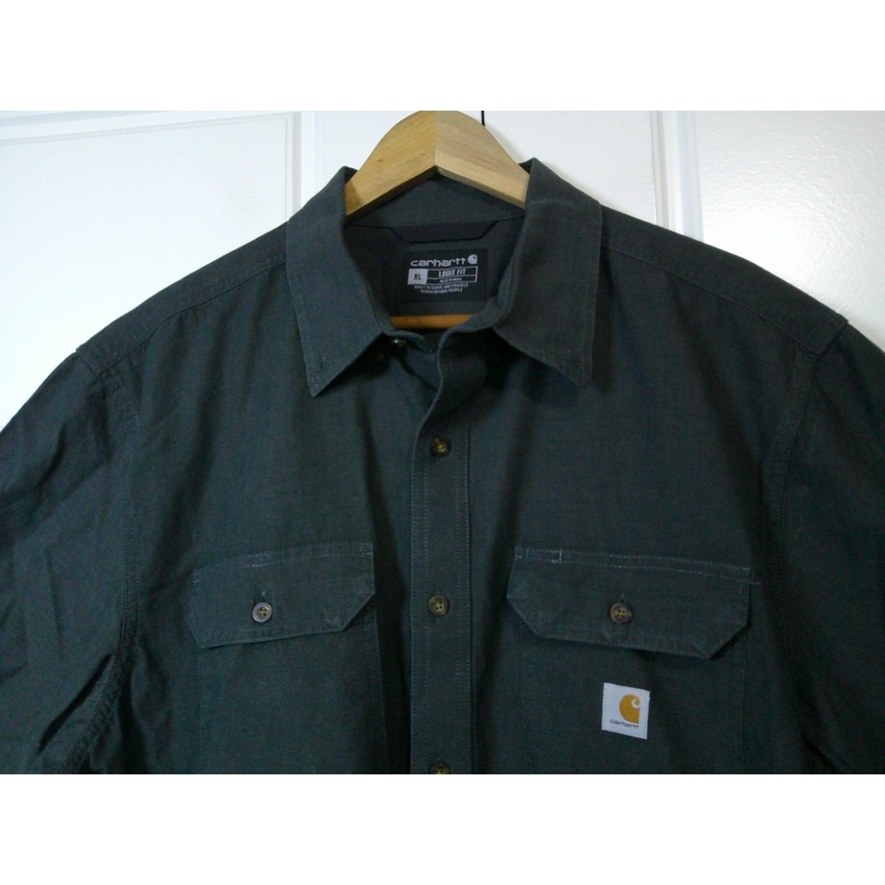 Carhartt Button Down Shirt Mens XL Black Loose‎ Fit Short Sleeve 104369 BKC Work - Picture 4 of 13